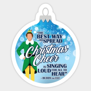 Elf Christmas Cheer Blue Ornament Sticker